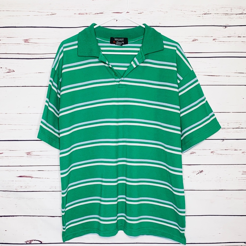 Walnut Creek Green & White Stripe Polo Shirt Men’s Size Large